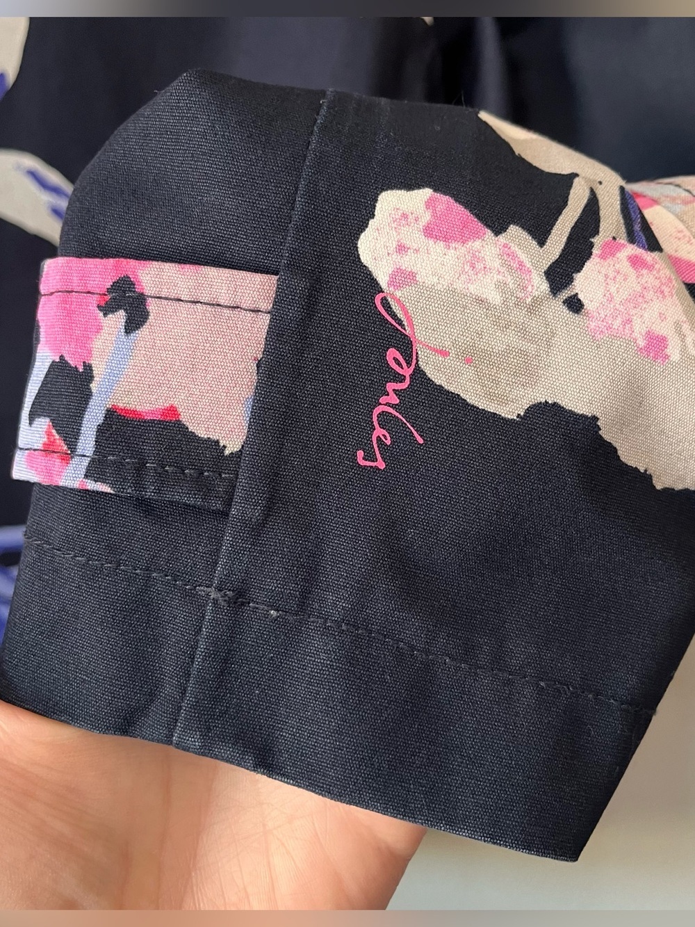 Joules Women's Size 6 Coast Print Waterproof Rain Jacket French Navy Blue Bloom - Picture 7 of 10